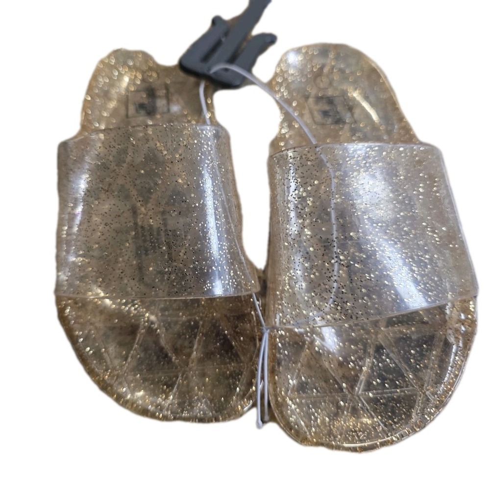 Extremely Me Toddler Girls Gold Glitter Slip On Shoes Sz 1